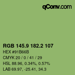 カラーコード: RGB 145.9 182.2 107 | qconv.com