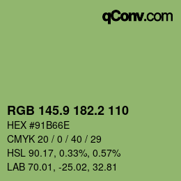 カラーコード: RGB 145.9 182.2 110 | qconv.com