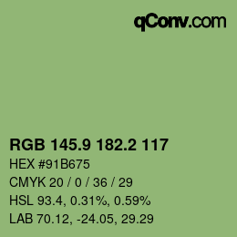 カラーコード: RGB 145.9 182.2 117 | qconv.com