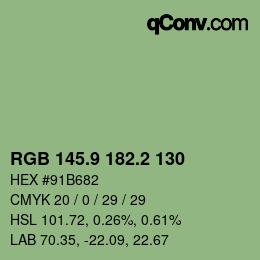 カラーコード: RGB 145.9 182.2 130 | qconv.com
