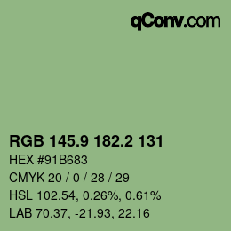 カラーコード: RGB 145.9 182.2 131 | qconv.com