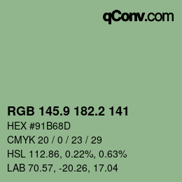 カラーコード: RGB 145.9 182.2 141 | qconv.com