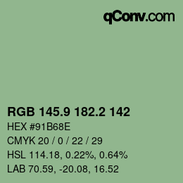 カラーコード: RGB 145.9 182.2 142 | qconv.com