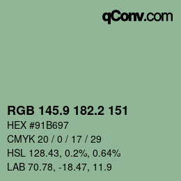 カラーコード: RGB 145.9 182.2 151 | qconv.com