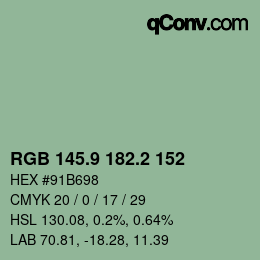 カラーコード: RGB 145.9 182.2 152 | qconv.com