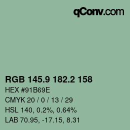 カラーコード: RGB 145.9 182.2 158 | qconv.com