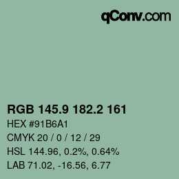 カラーコード: RGB 145.9 182.2 161 | qconv.com