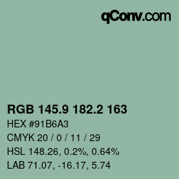 Color code: RGB 145.9 182.2 163 | qconv.com