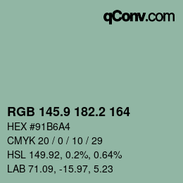 カラーコード: RGB 145.9 182.2 164 | qconv.com