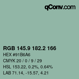 カラーコード: RGB 145.9 182.2 166 | qconv.com