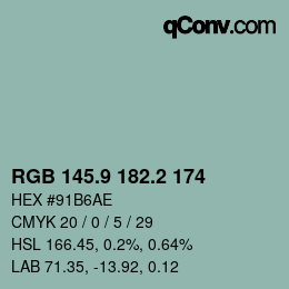 Color code: RGB 145.9 182.2 174 | qconv.com