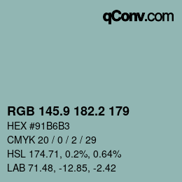 Color code: RGB 145.9 182.2 179 | qconv.com
