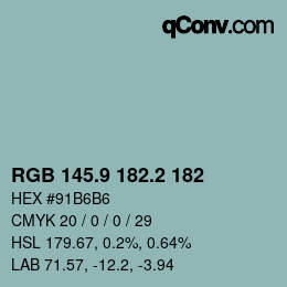 Color code: RGB 145.9 182.2 182 | qconv.com