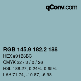 Color code: RGB 145.9 182.2 188 | qconv.com