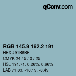 Color code: RGB 145.9 182.2 191 | qconv.com