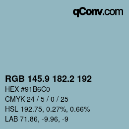 Color code: RGB 145.9 182.2 192 | qconv.com