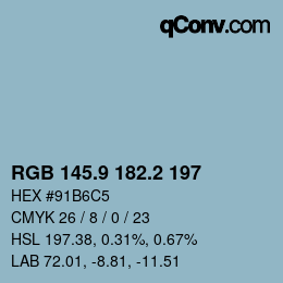 カラーコード: RGB 145.9 182.2 197 | qconv.com