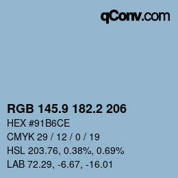 Color code: RGB 145.9 182.2 206 | qconv.com