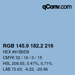 Color code: RGB 145.9 182.2 216 | qconv.com