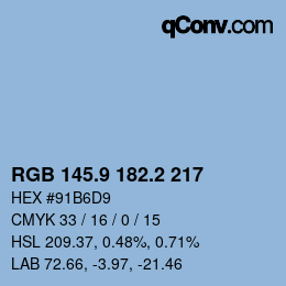 カラーコード: RGB 145.9 182.2 217 | qconv.com