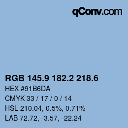 カラーコード: RGB 145.9 182.2 218.6 | qconv.com
