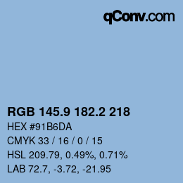 Color code: RGB 145.9 182.2 218 | qconv.com
