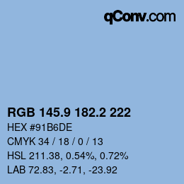 Color code: RGB 145.9 182.2 222 | qconv.com