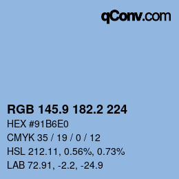 カラーコード: RGB 145.9 182.2 224 | qconv.com