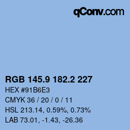 Color code: RGB 145.9 182.2 227 | qconv.com