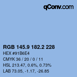 Color code: RGB 145.9 182.2 228 | qconv.com