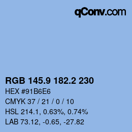 Color code: RGB 145.9 182.2 230 | qconv.com