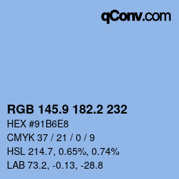 Color code: RGB 145.9 182.2 232 | qconv.com