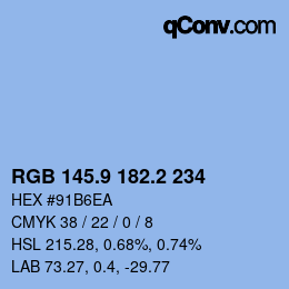 Color code: RGB 145.9 182.2 234 | qconv.com