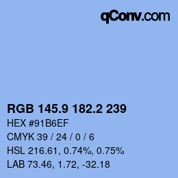 カラーコード: RGB 145.9 182.2 239 | qconv.com