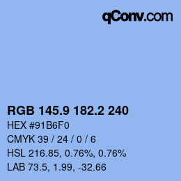 Color code: RGB 145.9 182.2 240 | qconv.com