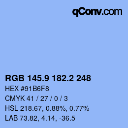 Color code: RGB 145.9 182.2 248 | qconv.com