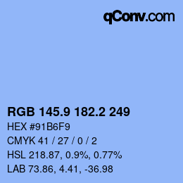カラーコード: RGB 145.9 182.2 249 | qconv.com