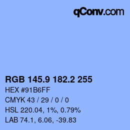 Color code: RGB 145.9 182.2 255 | qconv.com
