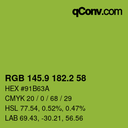 カラーコード: RGB 145.9 182.2 58 | qconv.com
