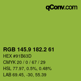 カラーコード: RGB 145.9 182.2 61 | qconv.com