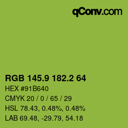 カラーコード: RGB 145.9 182.2 64 | qconv.com