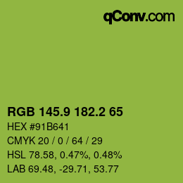カラーコード: RGB 145.9 182.2 65 | qconv.com