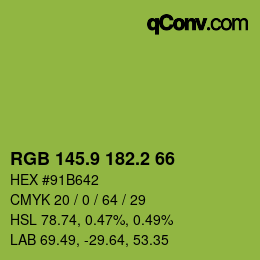 カラーコード: RGB 145.9 182.2 66 | qconv.com