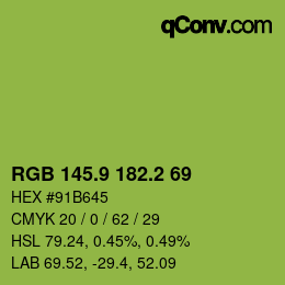 カラーコード: RGB 145.9 182.2 69 | qconv.com