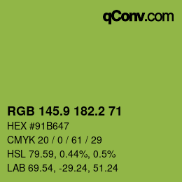 カラーコード: RGB 145.9 182.2 71 | qconv.com