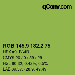 カラーコード: RGB 145.9 182.2 75 | qconv.com