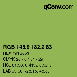 カラーコード: RGB 145.9 182.2 83 | qconv.com