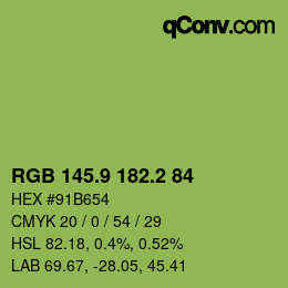 カラーコード: RGB 145.9 182.2 84 | qconv.com