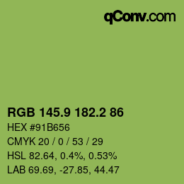 カラーコード: RGB 145.9 182.2 86 | qconv.com