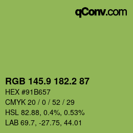 カラーコード: RGB 145.9 182.2 87 | qconv.com